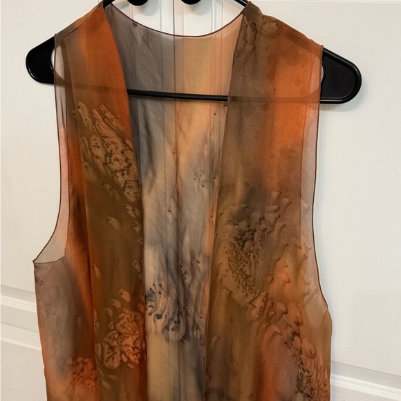 Elegant Sheer Women's Open Tank Top in Warm Tones 100% silk. Rare piece. - Picture 2 of 6
